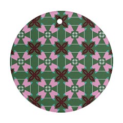 Pink Brown Flowers Pattern     			ornament (round) by LalyLauraFLM