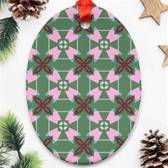 Pink brown flowers pattern     			Ornament (Oval)