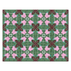 Pink brown flowers pattern     			Jigsaw Puzzle (Rectangular)