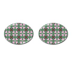 Pink brown flowers pattern     			Cufflinks (Oval)