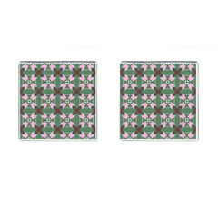 Pink Brown Flowers Pattern     			cufflinks (square) by LalyLauraFLM