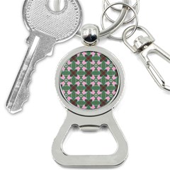 Pink brown flowers pattern     			Bottle Opener Key Chain