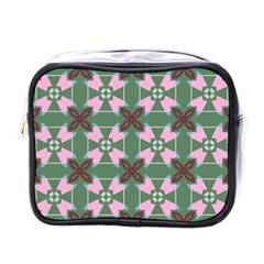 Pink Brown Flowers Pattern     			mini Toiletries Bag (one Side) by LalyLauraFLM