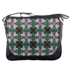 Pink Brown Flowers Pattern     			messenger Bag by LalyLauraFLM