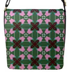 Pink brown flowers pattern     			Flap Closure Messenger Bag (S)