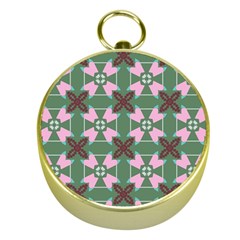 Pink Brown Flowers Pattern     			gold Compass by LalyLauraFLM