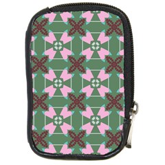 Pink brown flowers pattern     			Compact Camera Leather Case