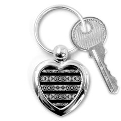 Alien Seamless Stripes Key Chains (heart)  by dflcprints