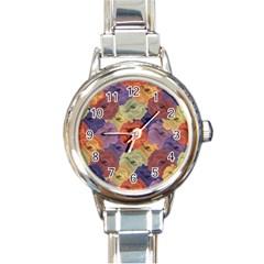 Vintage Floral Collage Pattern Round Italian Charm Watch by dflcprints