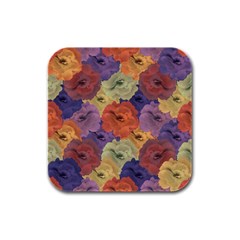 Vintage Floral Collage Pattern Rubber Square Coaster (4 Pack)  by dflcprints