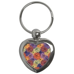 Vintage Floral Collage Pattern Key Chains (heart)  by dflcprints