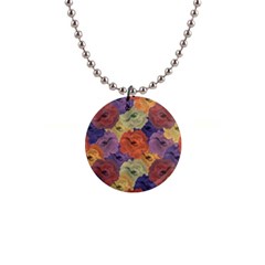 Vintage Floral Collage Pattern Button Necklaces by dflcprints