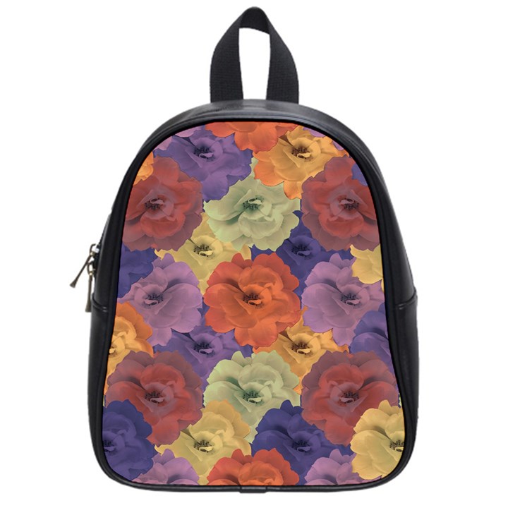 Vintage Floral Collage Pattern School Bags (Small) 