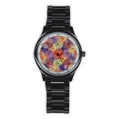 Vintage Floral Collage Pattern Stainless Steel Round Watch by dflcprints