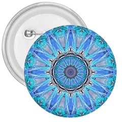 Sapphire Ice Flame, Light Bright Crystal Wheel 3  Buttons by DianeClancy