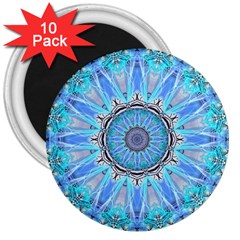 Sapphire Ice Flame, Light Bright Crystal Wheel 3  Magnets (10 Pack)  by DianeClancy