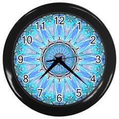 Sapphire Ice Flame, Light Bright Crystal Wheel Wall Clocks (black) by DianeClancy