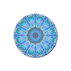 Sapphire Ice Flame, Light Bright Crystal Wheel Rubber Coaster (round)  by DianeClancy