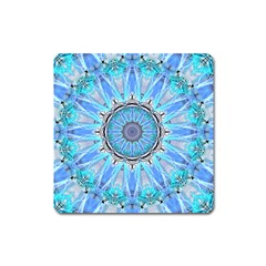 Sapphire Ice Flame, Light Bright Crystal Wheel Square Magnet by DianeClancy