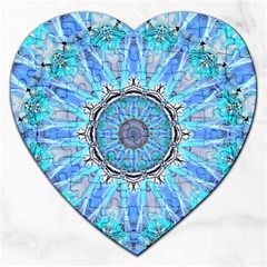 Sapphire Ice Flame, Light Bright Crystal Wheel Jigsaw Puzzle (heart) by DianeClancy