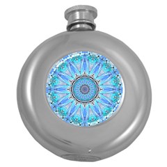 Sapphire Ice Flame, Light Bright Crystal Wheel Round Hip Flask (5 Oz) by DianeClancy