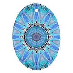 Sapphire Ice Flame, Light Bright Crystal Wheel Oval Ornament (two Sides) by DianeClancy