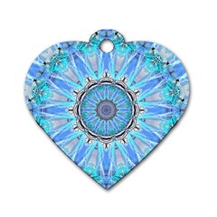 Sapphire Ice Flame, Light Bright Crystal Wheel Dog Tag Heart (one Side) by DianeClancy