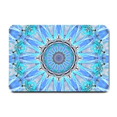 Sapphire Ice Flame, Light Bright Crystal Wheel Small Doormat  by DianeClancy