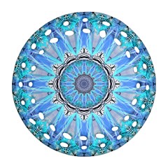 Sapphire Ice Flame, Light Bright Crystal Wheel Ornament (round Filigree) 