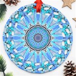 Sapphire Ice Flame, Light Bright Crystal Wheel Ornament (Round Filigree)  Front