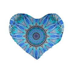 Sapphire Ice Flame, Light Bright Crystal Wheel Standard 16  Premium Heart Shape Cushions by DianeClancy