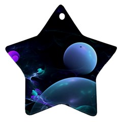 The Music Of My Goddess, Abstract Cyan Mystery Planet Ornament (star)  by DianeClancy