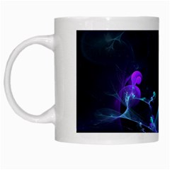 The Music Of My Goddess, Abstract Cyan Mystery Planet White Mugs by DianeClancy