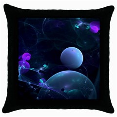 The Music Of My Goddess, Abstract Cyan Mystery Planet Throw Pillow Case (black) by DianeClancy