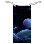 The Music Of My Goddess, Abstract Cyan Mystery Planet Jewelry Bags Front