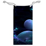 The Music Of My Goddess, Abstract Cyan Mystery Planet Jewelry Bags Back