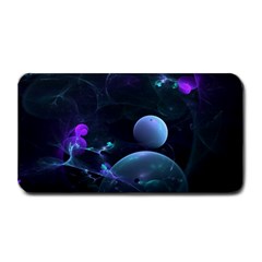 The Music Of My Goddess, Abstract Cyan Mystery Planet Medium Bar Mats by DianeClancy