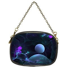 The Music Of My Goddess, Abstract Cyan Mystery Planet Chain Purses (one Side)  by DianeClancy