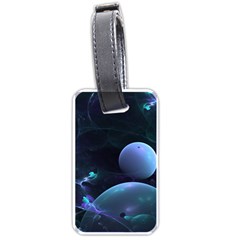 The Music Of My Goddess, Abstract Cyan Mystery Planet Luggage Tags (one Side)  by DianeClancy