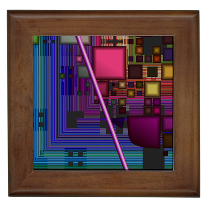 Jewel City, Radiant Rainbow Abstract Urban Framed Tiles