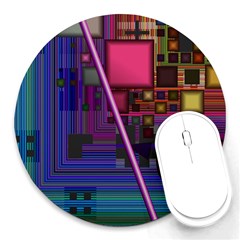 Jewel City, Radiant Rainbow Abstract Urban Round Mousepads by DianeClancy