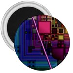 Jewel City, Radiant Rainbow Abstract Urban 3  Magnets Front