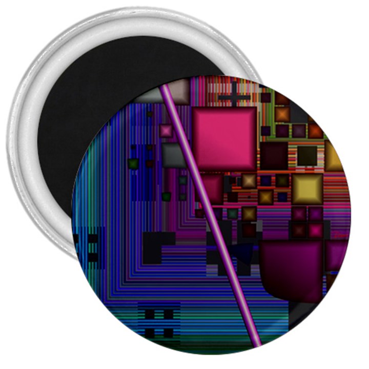 Jewel City, Radiant Rainbow Abstract Urban 3  Magnets