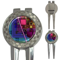 Jewel City, Radiant Rainbow Abstract Urban 3-in-1 Golf Divots by DianeClancy