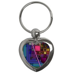 Jewel City, Radiant Rainbow Abstract Urban Key Chains (heart)  by DianeClancy