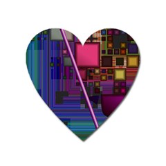 Jewel City, Radiant Rainbow Abstract Urban Heart Magnet by DianeClancy