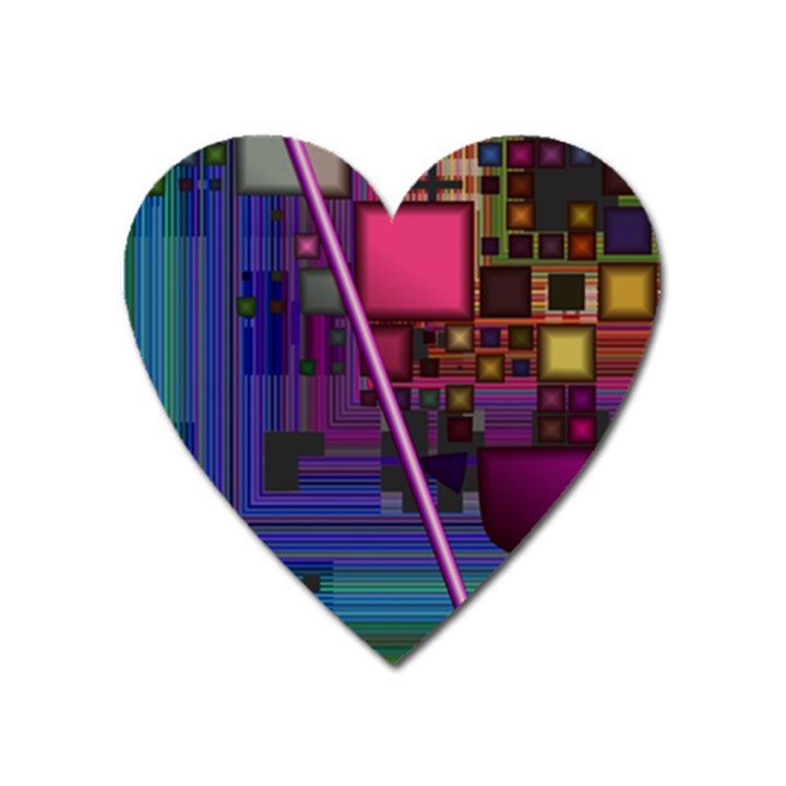 Jewel City, Radiant Rainbow Abstract Urban Heart Magnet