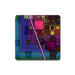 Jewel City, Radiant Rainbow Abstract Urban Square Magnet by DianeClancy