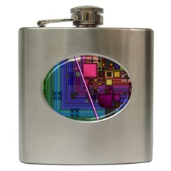 Jewel City, Radiant Rainbow Abstract Urban Hip Flask (6 Oz) by DianeClancy