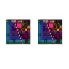 Jewel City, Radiant Rainbow Abstract Urban Cufflinks (square) by DianeClancy